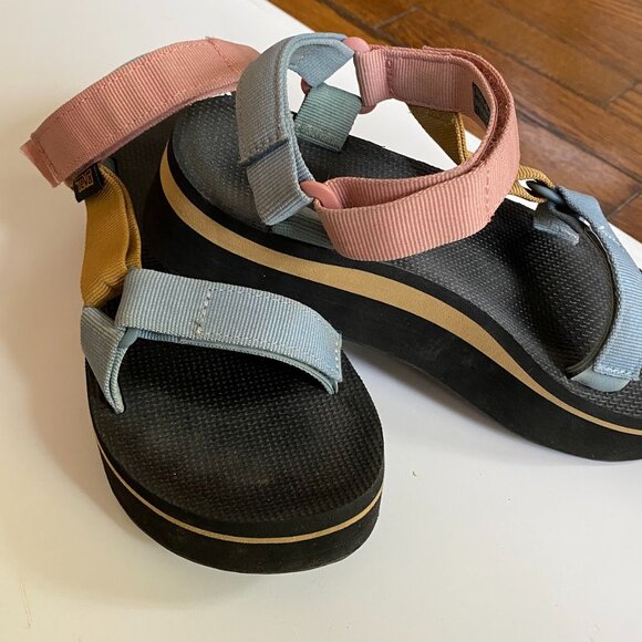 Teva  Sandals in Blue, Pink, and Yellow - Picture 1 of 7